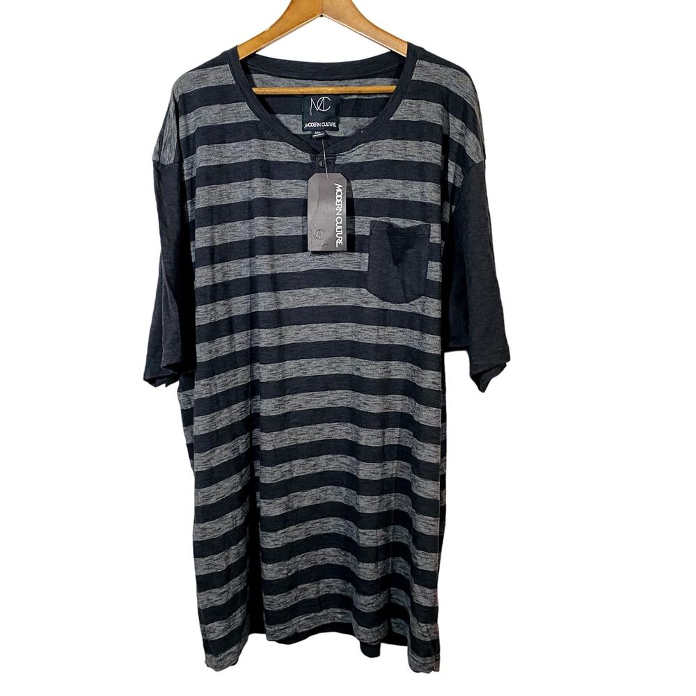 NEW! Modern Culture Half Button Henley Top Shirt Short Sleeve Pocket Tee - 5XL